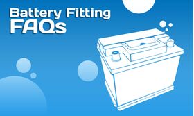 Battery fitting FAQs graphic with illustration of car battery Battery fitting FAQs graphic with illustration of car battery